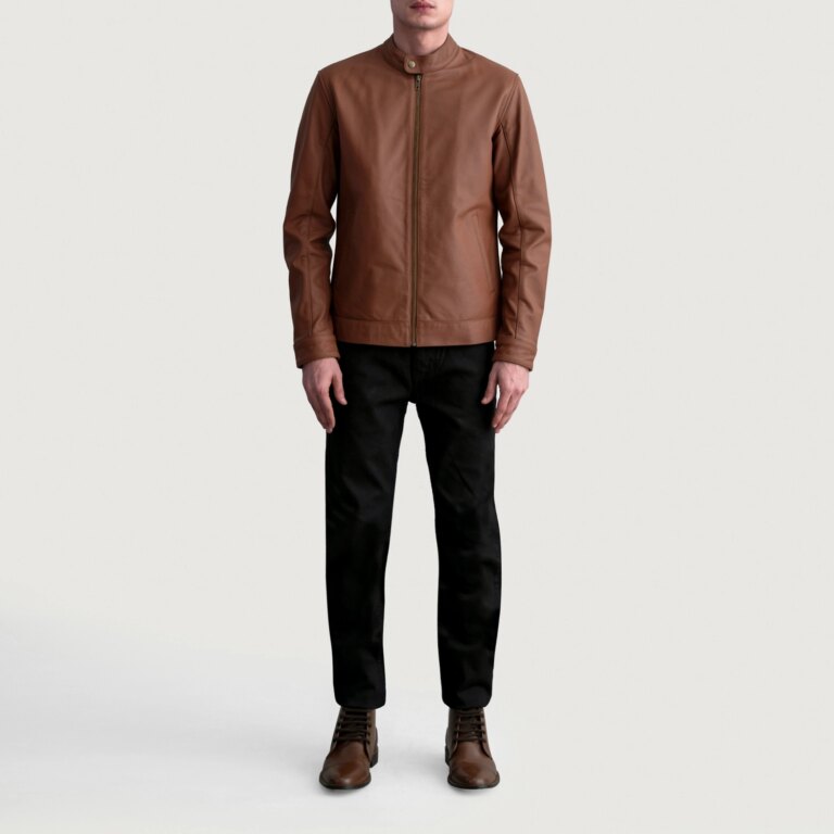 Mens Zen Matte Brown Leather Biker Jacket Full Length-2-1724074430776